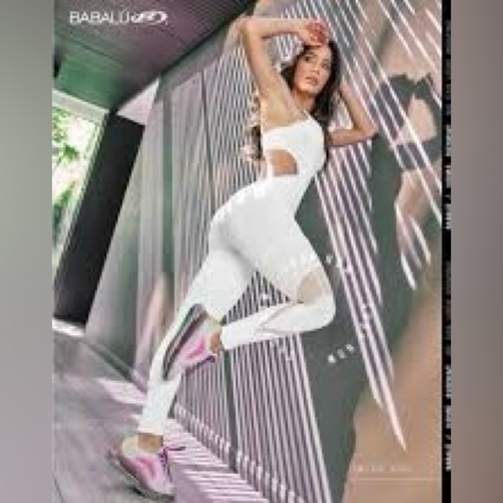 Babalu White Cutout Activewear Jumpsuit One Piece Yoga Bodysuit